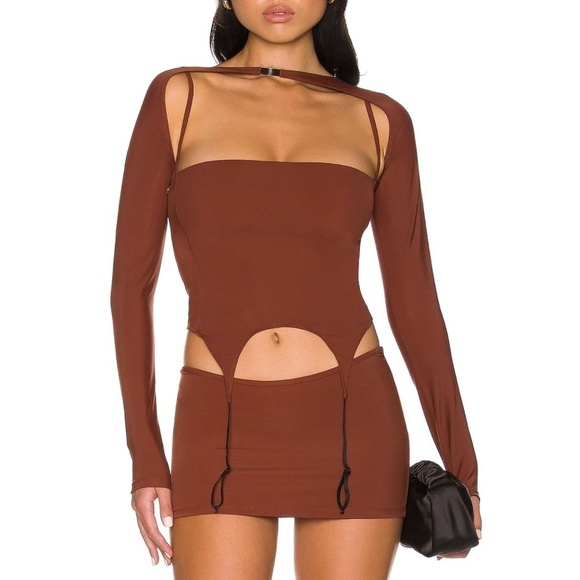 MIAOU Phoenix Strappy Top and Garters Set Cinnamon Brown Revolve NEW WITHOUT TAG - Picture 5 of 14